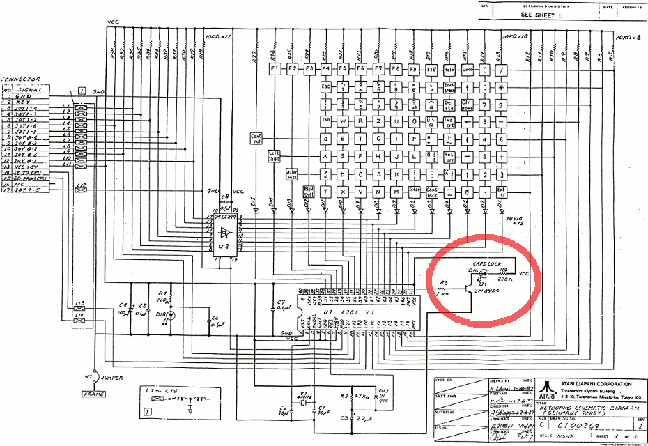 Schaltplan Mega ST Tastatur